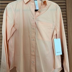 lululemon athletica Orange Casual Button Down Shirt